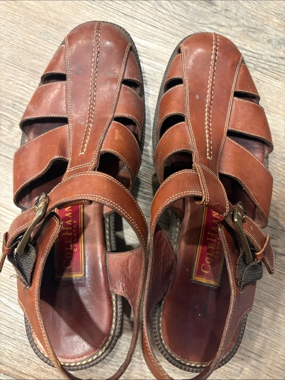 Cole Haan Men’s Tan Brown Leather Fisherman Sandals